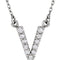 Diamond Initial 'V' Rhodium Plate 14K White Gold (1/8 Cttw, GH Color, I1 Clarity), 16.25"