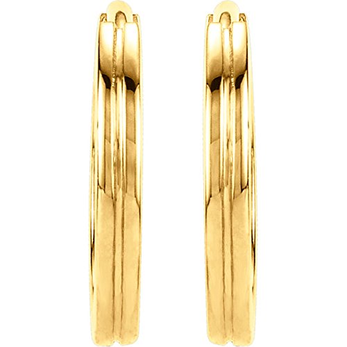 Grooved Hoop Earrings, 14k Yellow Gold