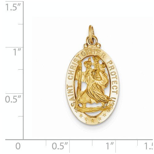 14k Yellow Gold Saint Christopher Medal Pendant (29X15MM)