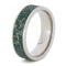 The Men's Jewelry Store (Unisex Jewelry) Green Stardust with Meteorite and 14k Yellow Gold 7mm Comfort-Fit Titanium Ring