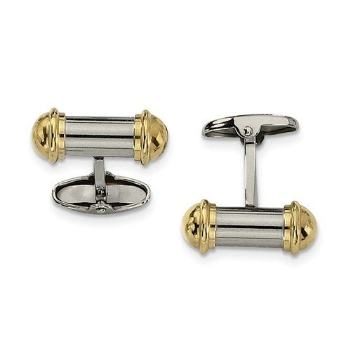 Stainless Steel Yellow IP-Plating, Toggle Back Cuff Links, 23X9MM