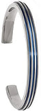 Titanium, Blue Anodized Grooved 7mm Cuff Bracelet