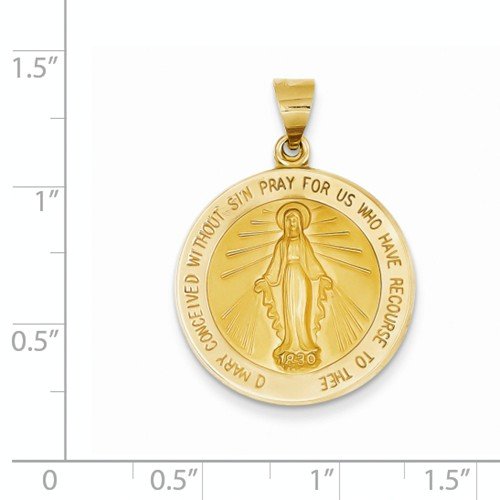 14k Yellow Gold Miraculous Medal Pendant (31X22MM)
