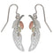 Sterling Silver Feather and Leaf Black Hills Gold Motif Earrings