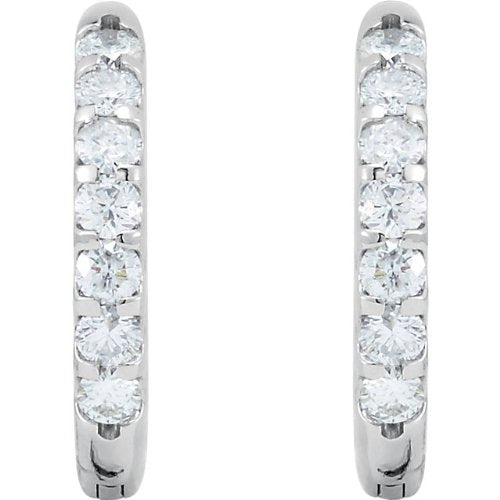 Diamond Inside-Outside Hoop Earrings, Rhodium-Plated 14k White Gold (1/4 Ctw, Color G-H, Clarity I1)