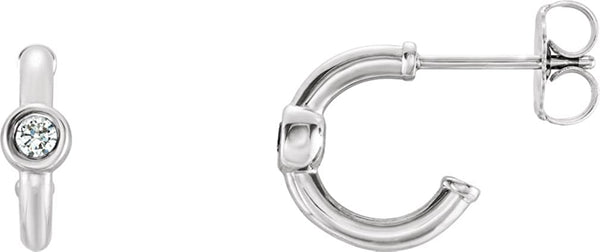 Platinum Diamond J-Hoop Earrings (0.125 Ctw, G-H Color, SI2-SI3 Clarity)