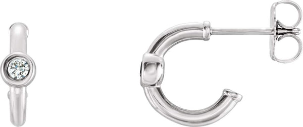 Diamond J-Hoop Earrings, Sterling Silver (0.2 Ctw, G-H Color, I1 Clarity)