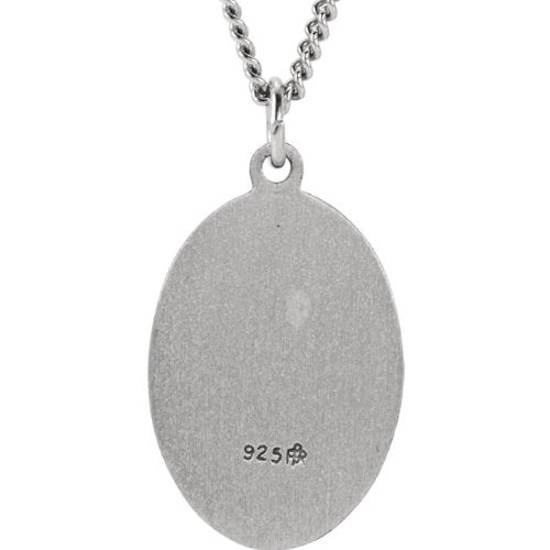 Sterling Silver St. Jude Thaddeus Oval Medal Necklace, 18" (18.75x13.5MM)