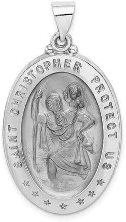 Rhodium-Plated 14k White Gold St. Christopher Medal Pendant (33X21MM)