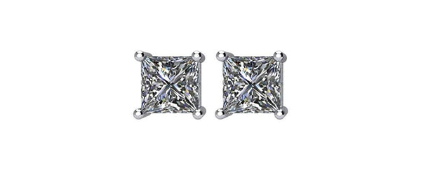 Princess-Cut Diamond Stud Earrings, Rhodium Plated 14k White Gold (1 Cttw, Color GH, Clarity I1)