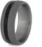 The Men's Jewelry Store (Unisex Jewelry) Black Ebony Wood, Sandblasted Titanium 9mm Comfort-Fit Band, Size 6.5