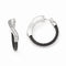 Tango Collection Black Ti Memory Cable, Argentium Silver, White Sapphire Hoop Earrings