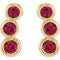 Ruby Three-Stone Ear Climbers, 14k Yellow Gold