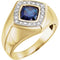 Men's Created Blue Sapphire and Diamond Ring, 14k Yellow Gold (.025 Ctw, HIJ Color, SI2-I1 Clarity), Size 10