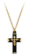 Black Coated Cross Pendant Necklace, 10k Yellow Gold, 12k Green and Rose Gold Black Hills Gold Motif, 18''