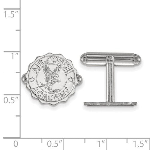 Rhodium-Plated Sterling Silver UNITED STATES Air Force Academy Crest Cuff Links, 15MM