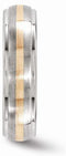 Gold Collection Brushed Titanium and 14k Rose Gold Inlay 6mm Bands,Size 10.5