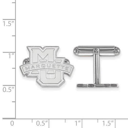 Rhodium-Plated Sterling Silver Marquette University Cuff links,16X20MM