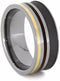 The Men's Jewelry Store (Unisex Jewelry) Whiskey Barrel Wood, 14k Yellow Gold 8mm Sandblasted Titanium Comfort-Fit Band, Size 14.75