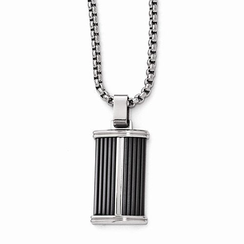 Edward Mirell Black Titanium and Stainless Steel Pendant Necklace, 20"