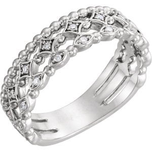 Diamond Stacking Ring, Rhodium-Plated 14k White Gold (.11 Ctw, G-H Color, I1 Clarity), Size 6