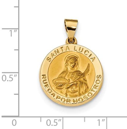 14k Yellow Gold Spanish St. Lucy Medal Pendant (21.2X18.7MM)