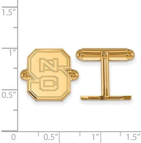 Gold-Plated Sterling Silver North Carolina State University Bullet Back Cuff Links, 15x13MM