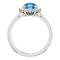 Swiss Blue Topaz and Diamond Halo 14k White OR Yellow Gold Ring, Size 7