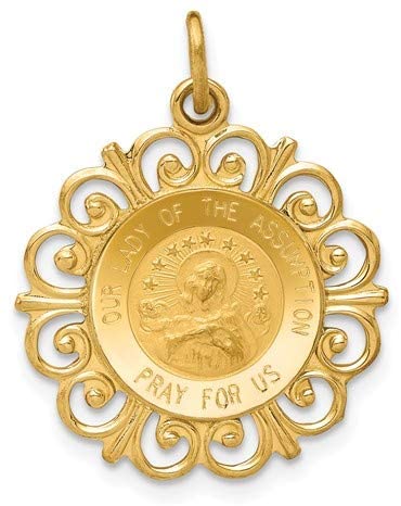 14k Yellow Gold Our Lady of The Assumption Medal Pendant (23x19MM)