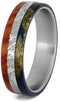 Gibeon Meteorite, Tulipwood, Blue Box Elder Burl 6mm Matte Titanium Comfort-Fit Band, Size 5.25