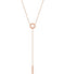 Circle and Bar Y-Style Dangle 14k Rose Gold Necklace, Adjustable 16-18"
