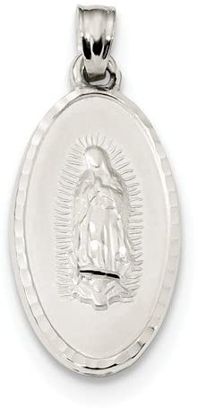 Sterling Silver Mary Medal Reversible Pendant (25.5X13MM)