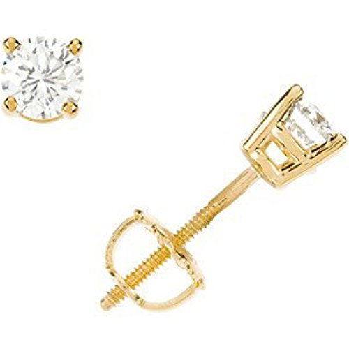 1 Ct 14k Yellow Gold Diamond Stud Earrings (1.00 Cttw, GH Color, I1 Clarity)