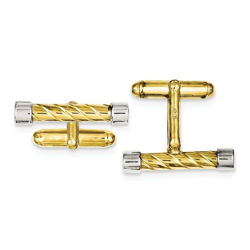 Sterling Silver and Vermeil, Textured Bar Hollow Cuff Links, 23X6MM