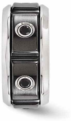 Edward Mirell Black Titanium Stainless Steel with Sterling Silver Bezel Black Spinel 11mm Band, Size 13