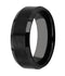 Men's Black Ceramic 8mm Beveled Edge Comfort-Fit Band