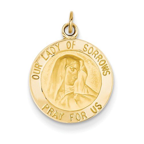 14k Yellow Gold Our Lady of Sorrows Medal Charm (20X15MM)