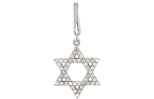 Diamond Star of David Rhodium-Plated 14k White Gold Charm Pendant (1/5 Cttw, GH Color, I1 Clarity)