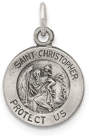 Sterling Silver Antiqued Saint Christopher Medal Pendant (16X12 MM)