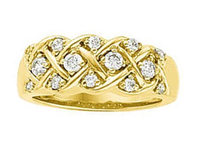 Fourteen Stone Diamond Lattice Work 14k Yellow Gold Band, Size 6 (.40 Cttw, GH Color, SI2-SI3 Clarity)