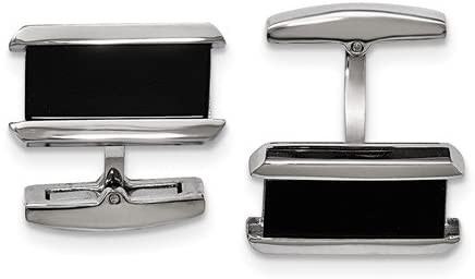 Stainless Steel, Black IP Rectangle Cuff Links