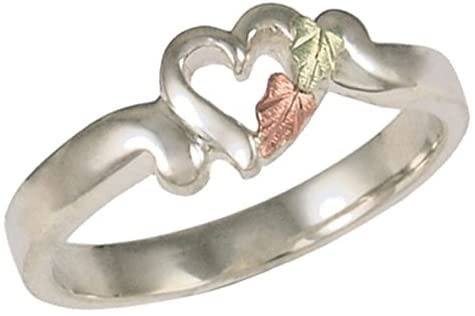 The Men's Jewelry Store (for HER) Heart Bypass Ring, Sterling Silver, 12k Green Gold, 12k Rose Gold Black Hills Gold Motif, Size 11.5