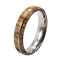 Delicate Olive Wood with Titanium Pinstripe 5mm Comfort Fit Titanium Wedding Band, Size 10