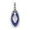 Sterling Silver Satin And Diamond-Cut Epoxy And Crystal Miraculous Medal Pendant (25X10.5MM)