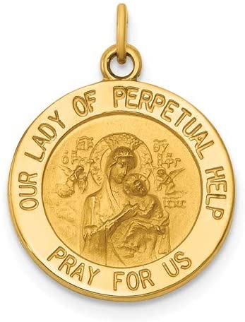 14k Yellow Gold Our Lady of Perpetual Help Medal Charm (21X15MM)