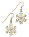 White Powder Coat Snow Flake Earrings, Sterling Silver, 12k Rose Gold Black Hills Gold Motif