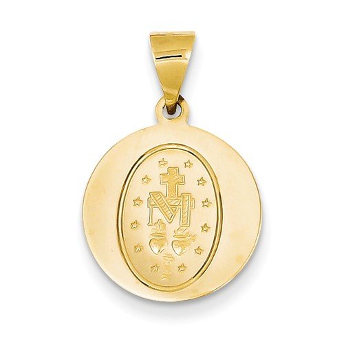 14k Yellow Gold Miraculous Medal Pendant (31X22MM)
