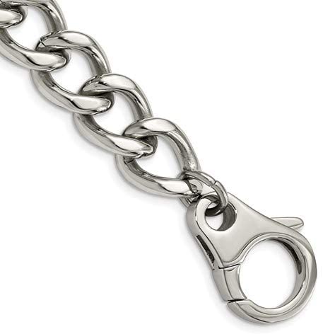 Men's Stainless Steel 15mm Flat Curb Link Bracelet, 8.5 Inches