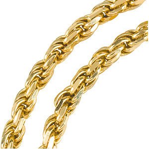 3.9mm 14k Yellow Gold Diamond Cut Rope Chain, 18"