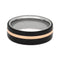Ebony Wood, 14k Rose Gold 7mm Titanium Comfort-Fit Wedding Ring, Size 5.5